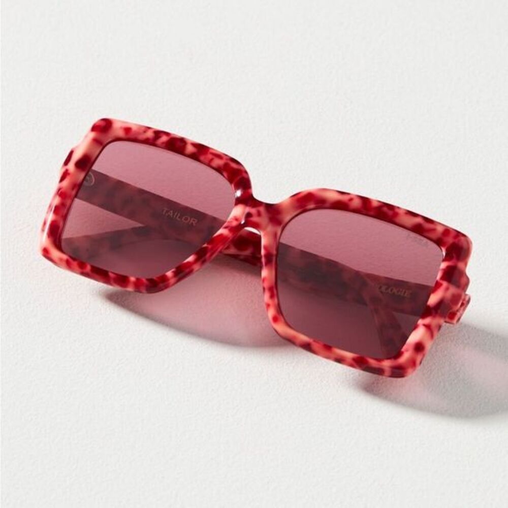 Anthropologie I-SEA tailor oversized pink frame sunglasses